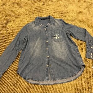 Calvin Klein Gray Denim Casual Shirt